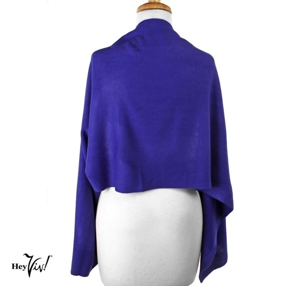 Blue Scarf, Shawl, Shrug - 22" x 60" - Creative Button Up Style from Hey Viv - Picture 3 of 4